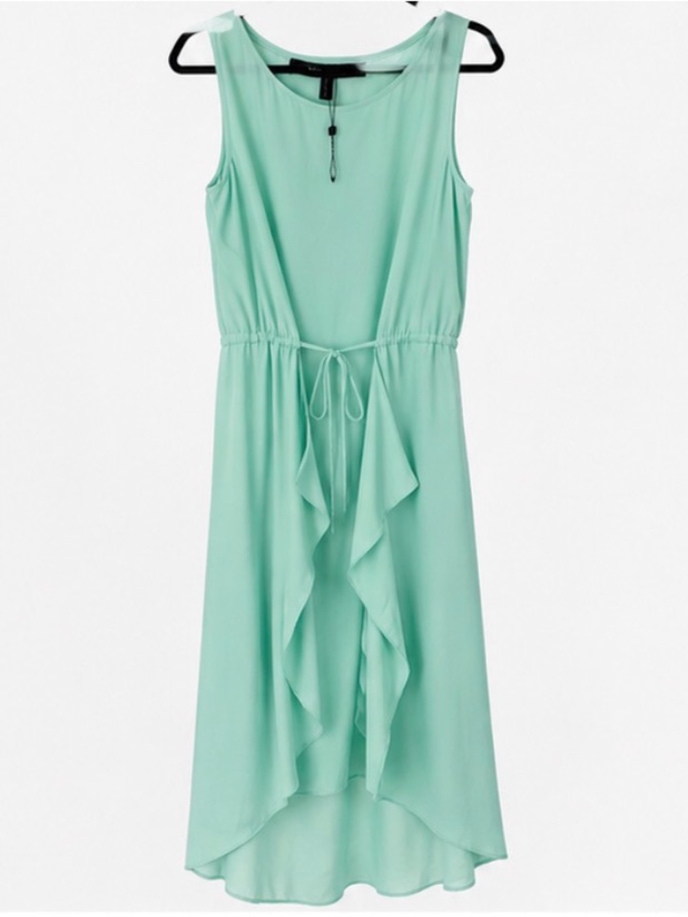 BCBGMaxAzria Mint Green Sleeveless High-Low Ruffle Dress
